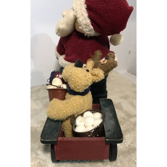Santa Claus Riding a Bike & Reindeer Plush Toy Wagon 13" Tall 11" Wide - Picture 7 of 10